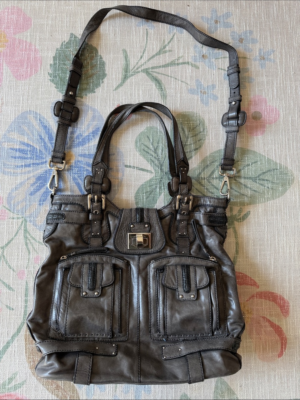 Lockheart Vintage Leather Bag Gray